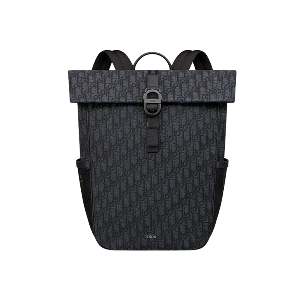 디올 8 롤탑 백팩 디올 오블리크 자카드 블랙