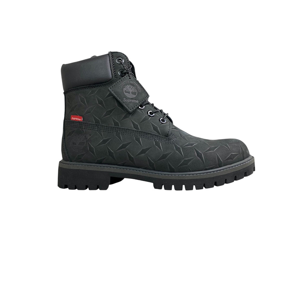 팀버랜드 X 슈프림 다이아몬드 플레이트 6인치 워터프루프 부츠 블랙