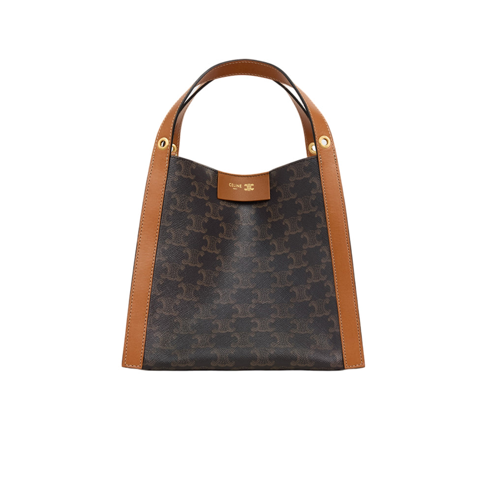 셀린느 스몰 큐브백 트리옹프 캔버스 앤 내츄럴 카프스킨 미엘