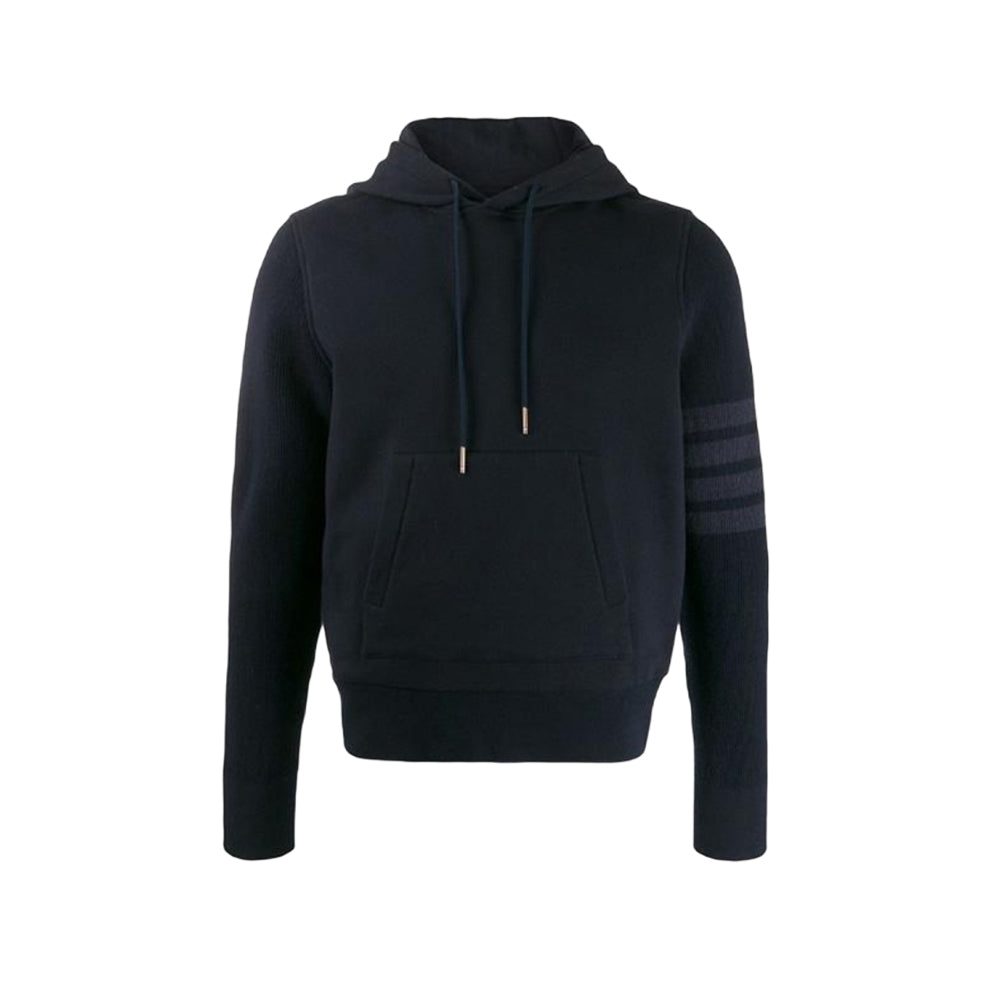 톰브라운 클래식 루프백 립드 슬리브 사선 풀오버 후드(2COLOR)