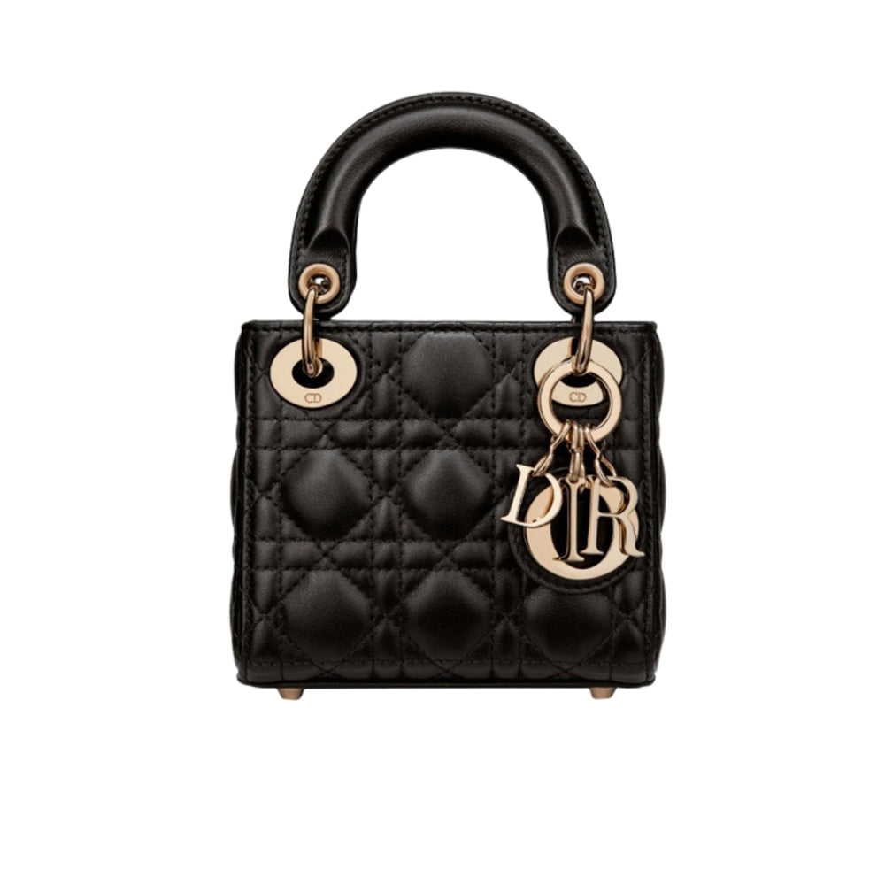 디올 레이디 블랙 까나쥬 미니백