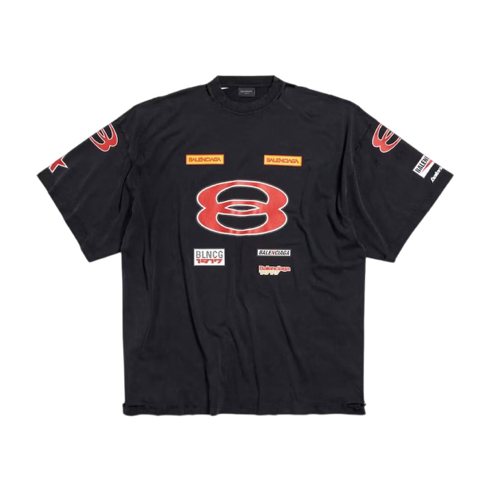 발렌시아가 스폰서 로고 오버사이즈 티셔츠