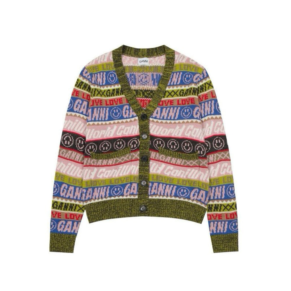가니 그래픽 가디건 멀티컬러(국내배송)