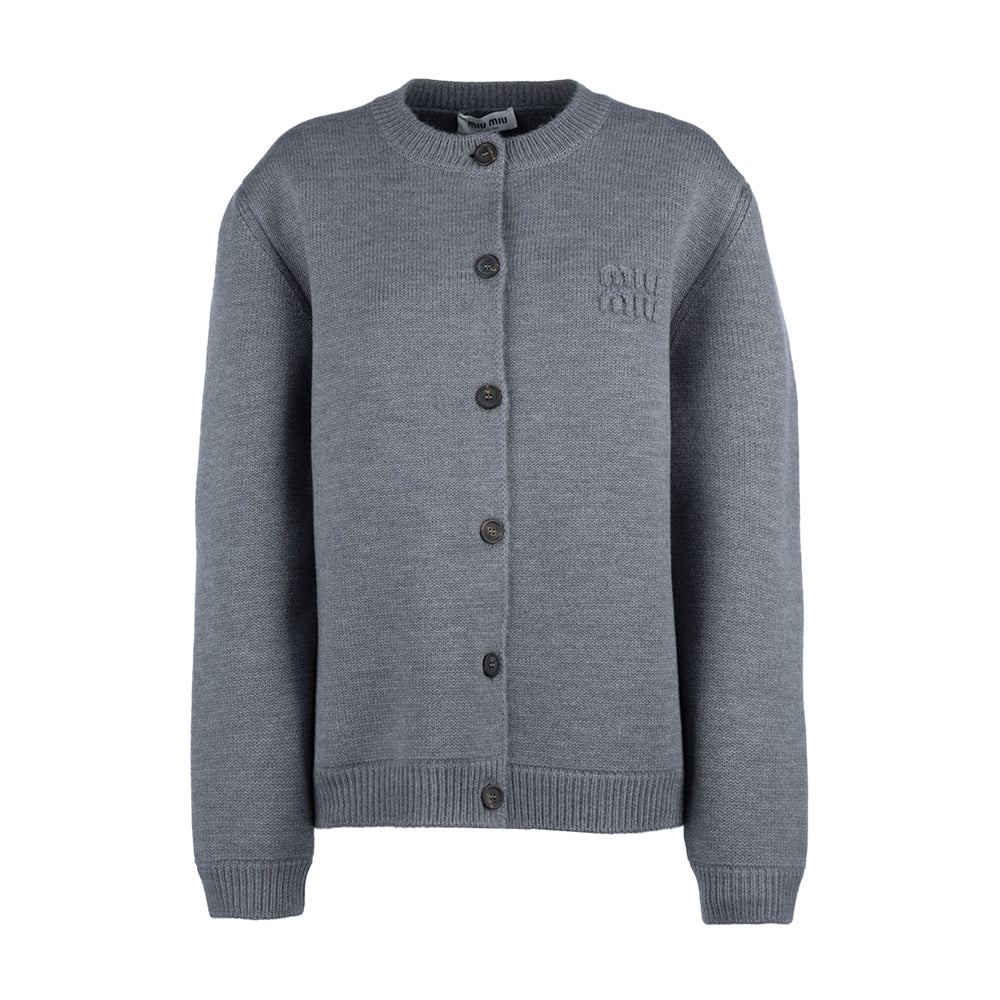 미우미우 울 앤 나일론 니트 가디건