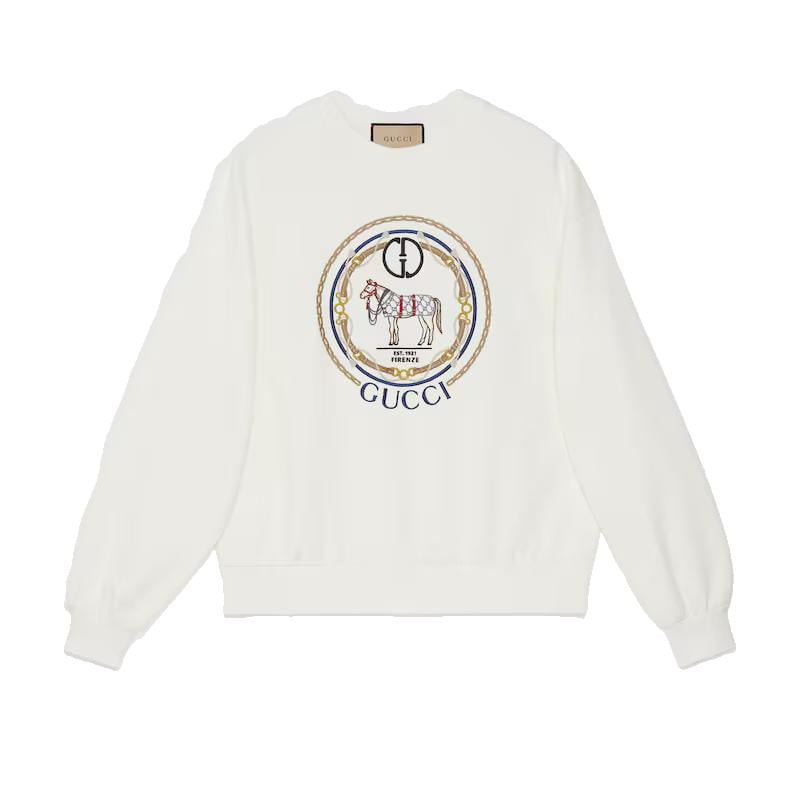 구찌 자수 피렌체 호스 코튼 스웨트셔츠 (국내배송) (2COLOR)