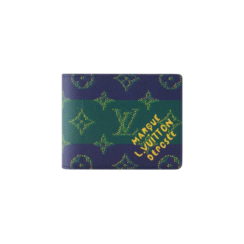 루이비통 슬렌더 월릿 반지갑 블루 스트라이프