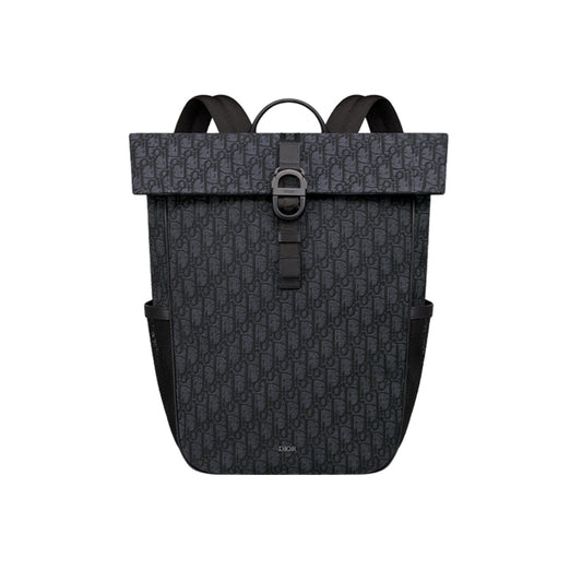 디올 8 롤탑 백팩 디올 오블리크 자카드 블랙