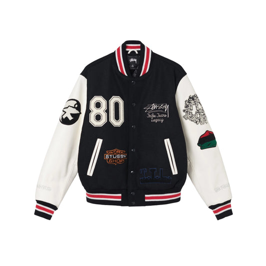 스투시 X 아워레가시 X 데님티어스 TTL바시티 자켓 블랙