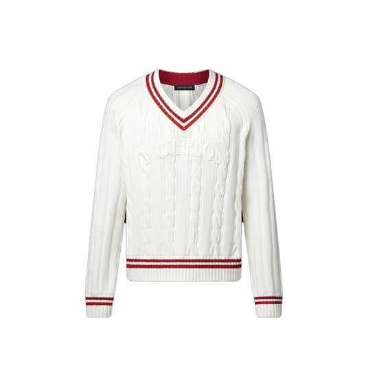 루이비통 프레피 V넥 케이블 풀오버 니트