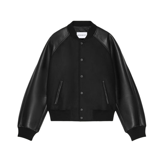 지방시 레더 봄버 바시티 자켓 블랙