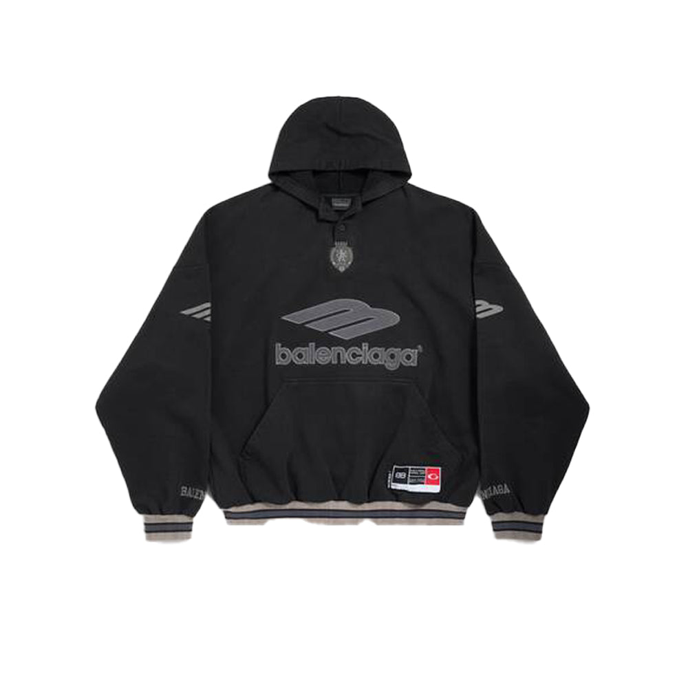 발렌시아가 3B 풋볼 폴로 후디 블랙