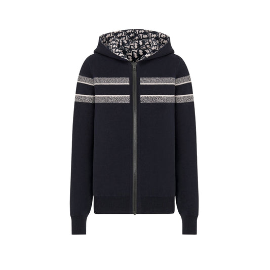 디올 테크니컬 캐시미어 리버시블 후드 지퍼 가디건