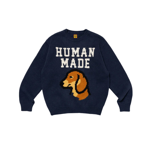 휴먼메이드 닥스 니트 스웨터 네이비
