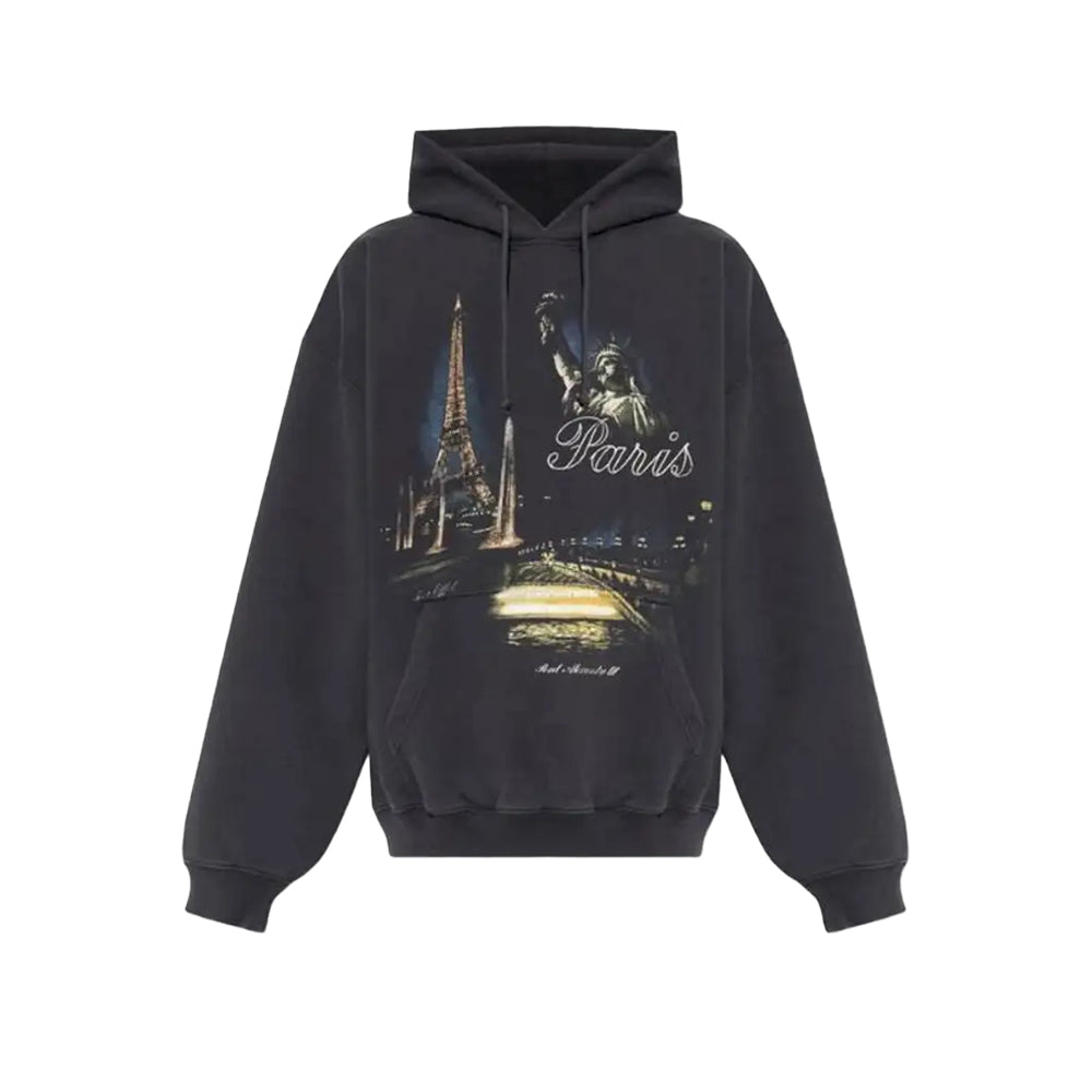 베트멍 그래픽 프린트 드로스트링 후디