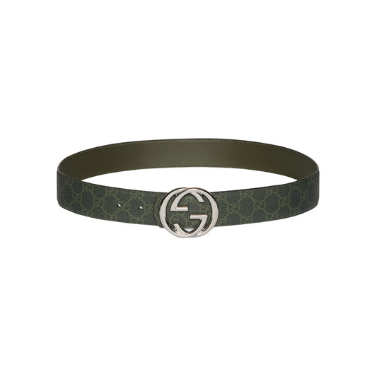 구찌 리버시블 GG 모노그램 벨트 포레스트 그린 40MM