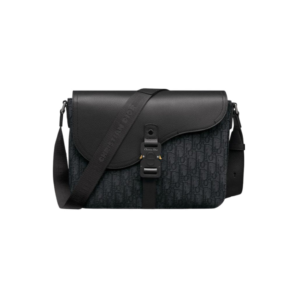 디올 새들 미디엄 플랩 메신저백 오블리크 블랙