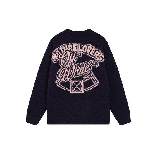 오프화이트 코튼 네이처 러버 크루넥 니트(국내배송)(당일배송)