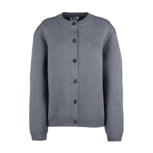 미우미우 울 앤 나일론 니트 가디건