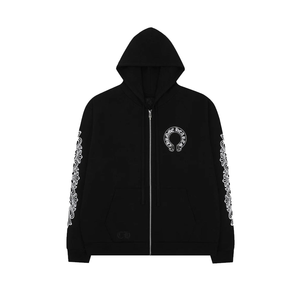 크롬하츠 홀스슈 플로랄 플리스 후드집업(블랙) (국내배송)